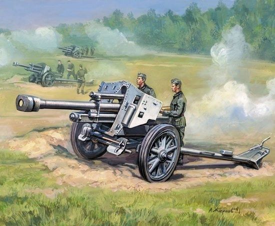 German WWII 105mm LeFH18/18 Howitzer w/2 crew, Zvezda 1/72 ZVE-6121 CK ...